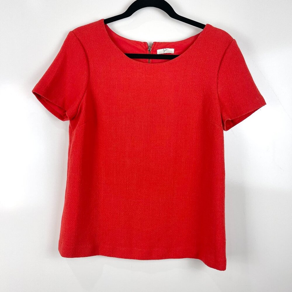 Joie Orange Wool Short Sleeve Blouse Women's Office Business Casual Top